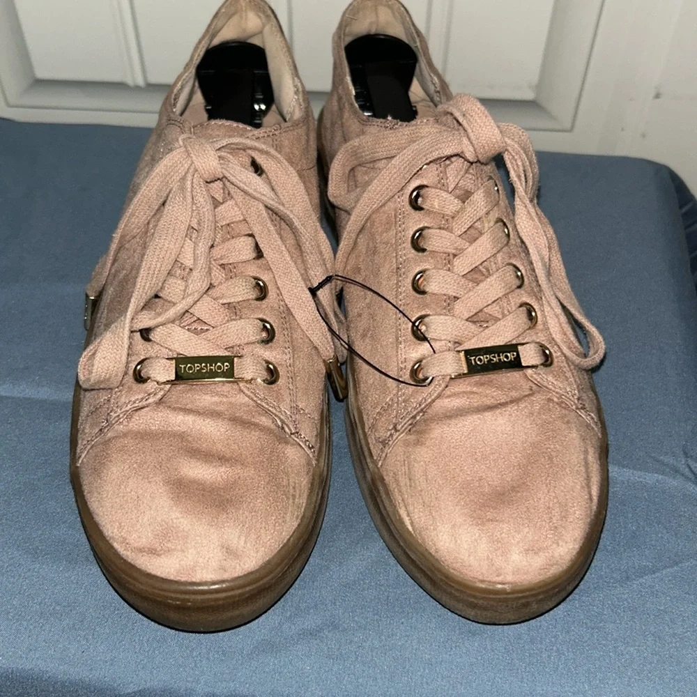 Topshop Pink Suede Sneakers